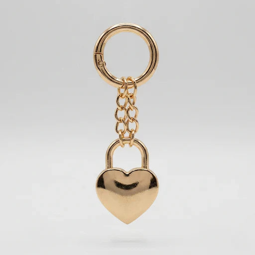 Heart Gold Plated Padlock Charm for Purses