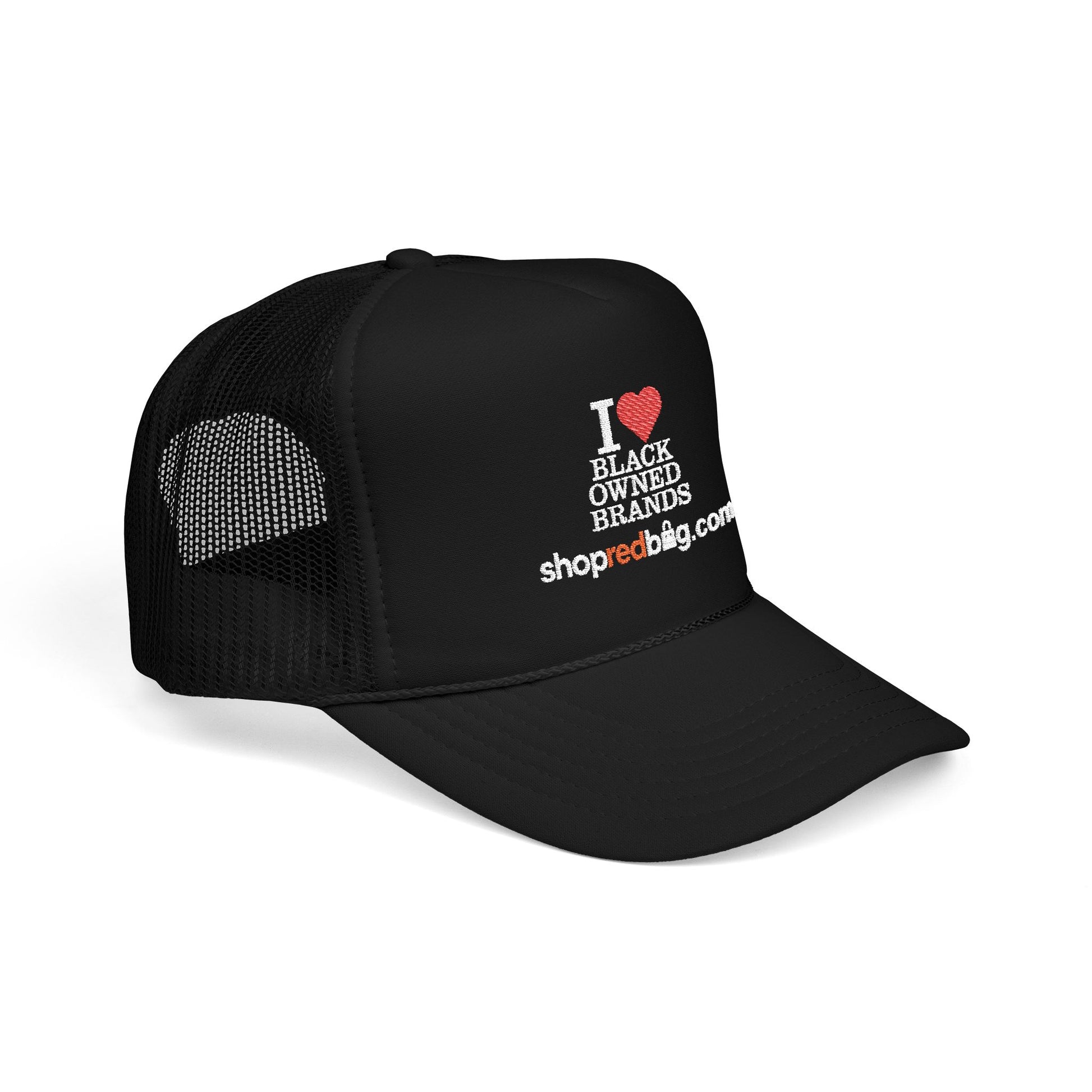 I Love Black-Owned Brands - shopredbag Trucker Hat (Black)