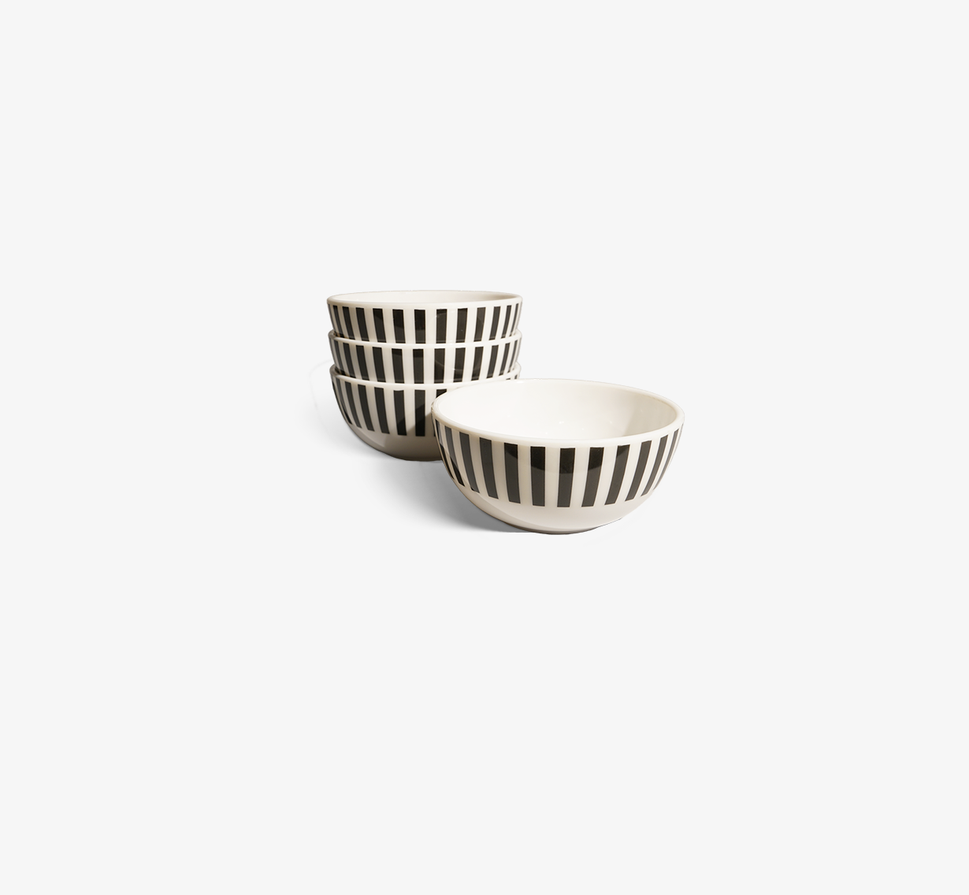 Black & White Starburst Melamine Bowl Set of 4