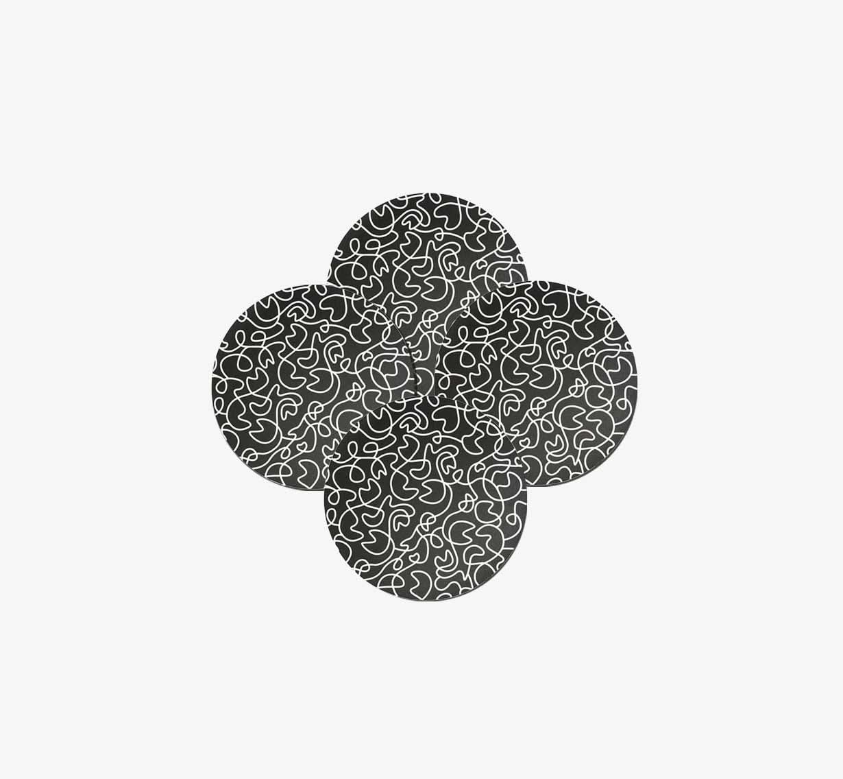 Black & White Squiggly Vinyl Placemat Set of 4