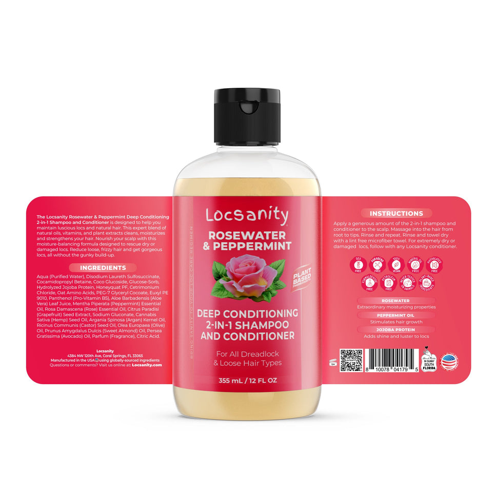 Locsanity Rosewater and Peppermint Moisturizing, Conditioning, and Nourishing Shampoo