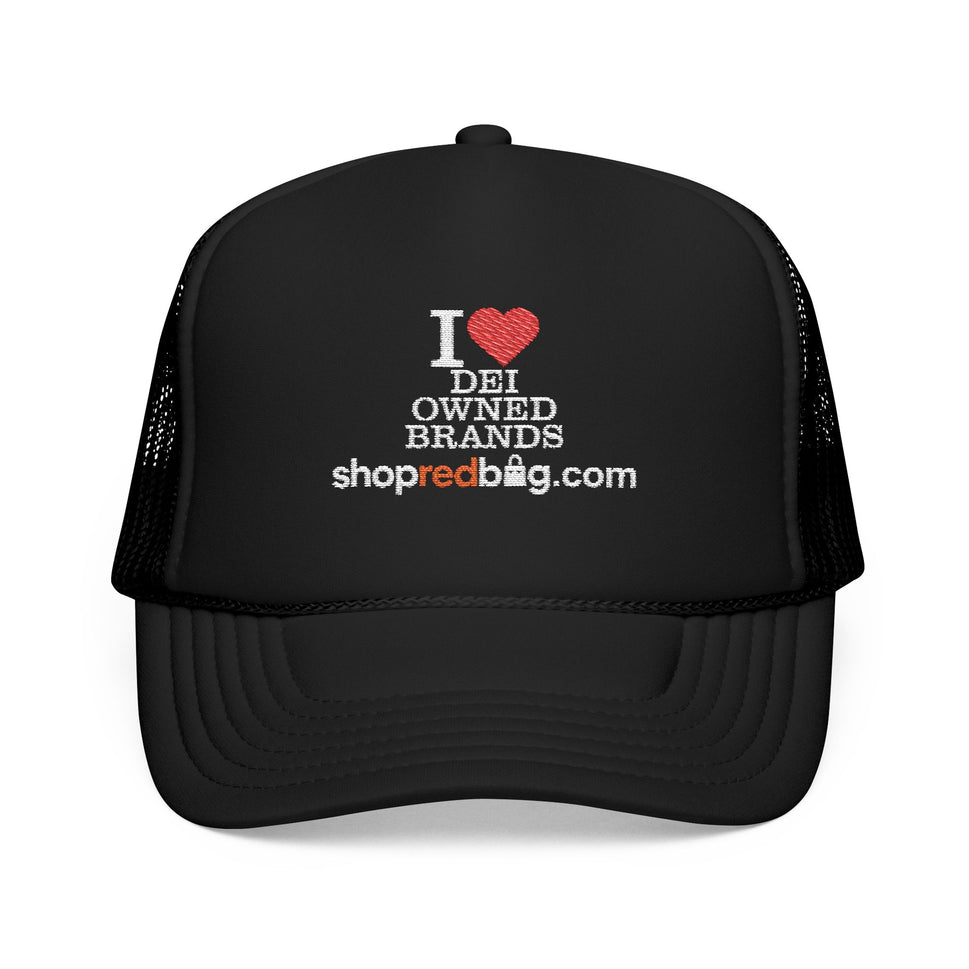 I Love DEI-Owned Brands - shopredbag Trucker Hat (Black)