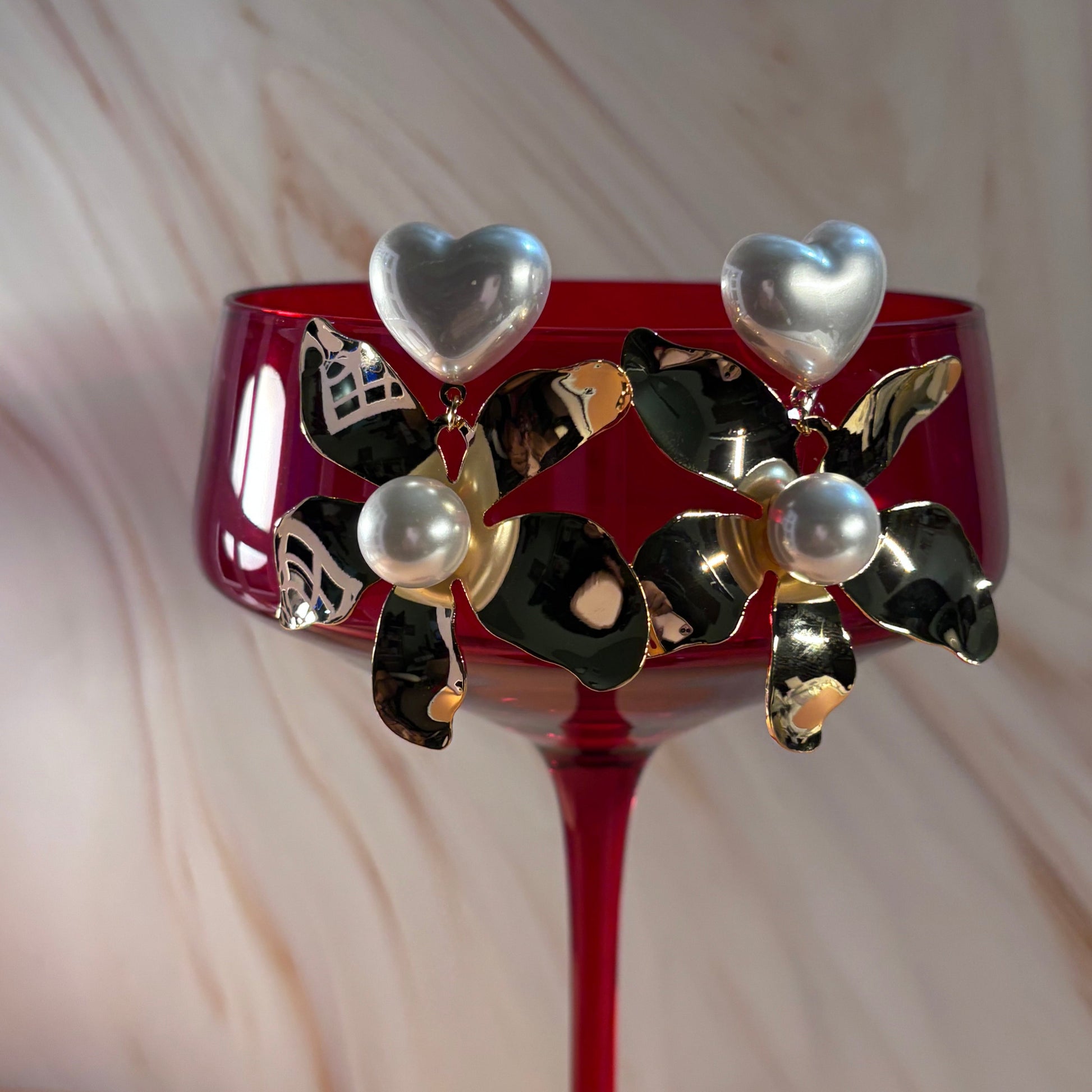 White Pearl Flower Earrings