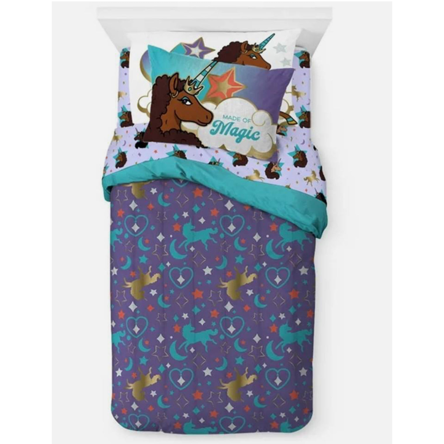 Afro Unicorn Kids 5-Piece Twin Comforter Set