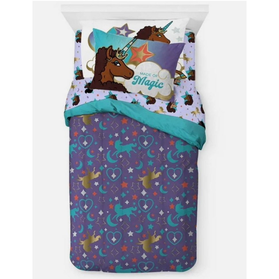 Afro Unicorn Kids 5-Piece Twin Comforter Set