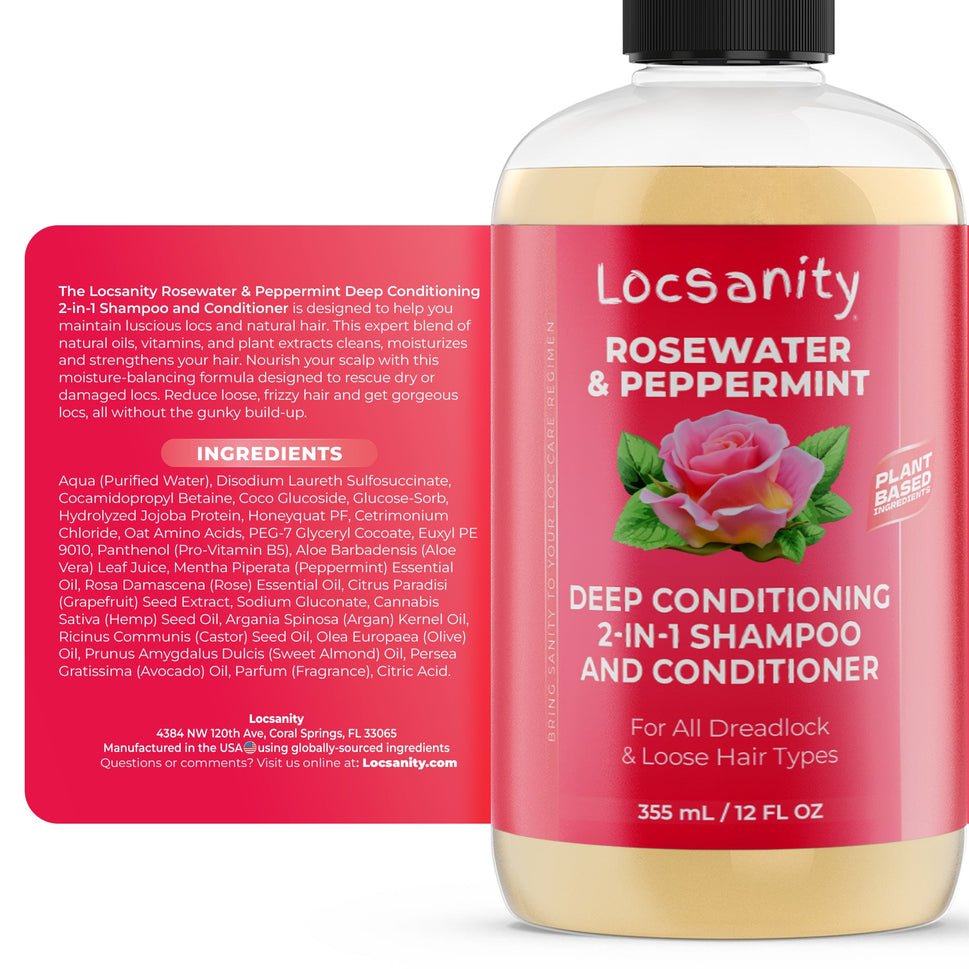 Locsanity Rosewater and Peppermint Moisturizing, Conditioning, and Nourishing Shampoo