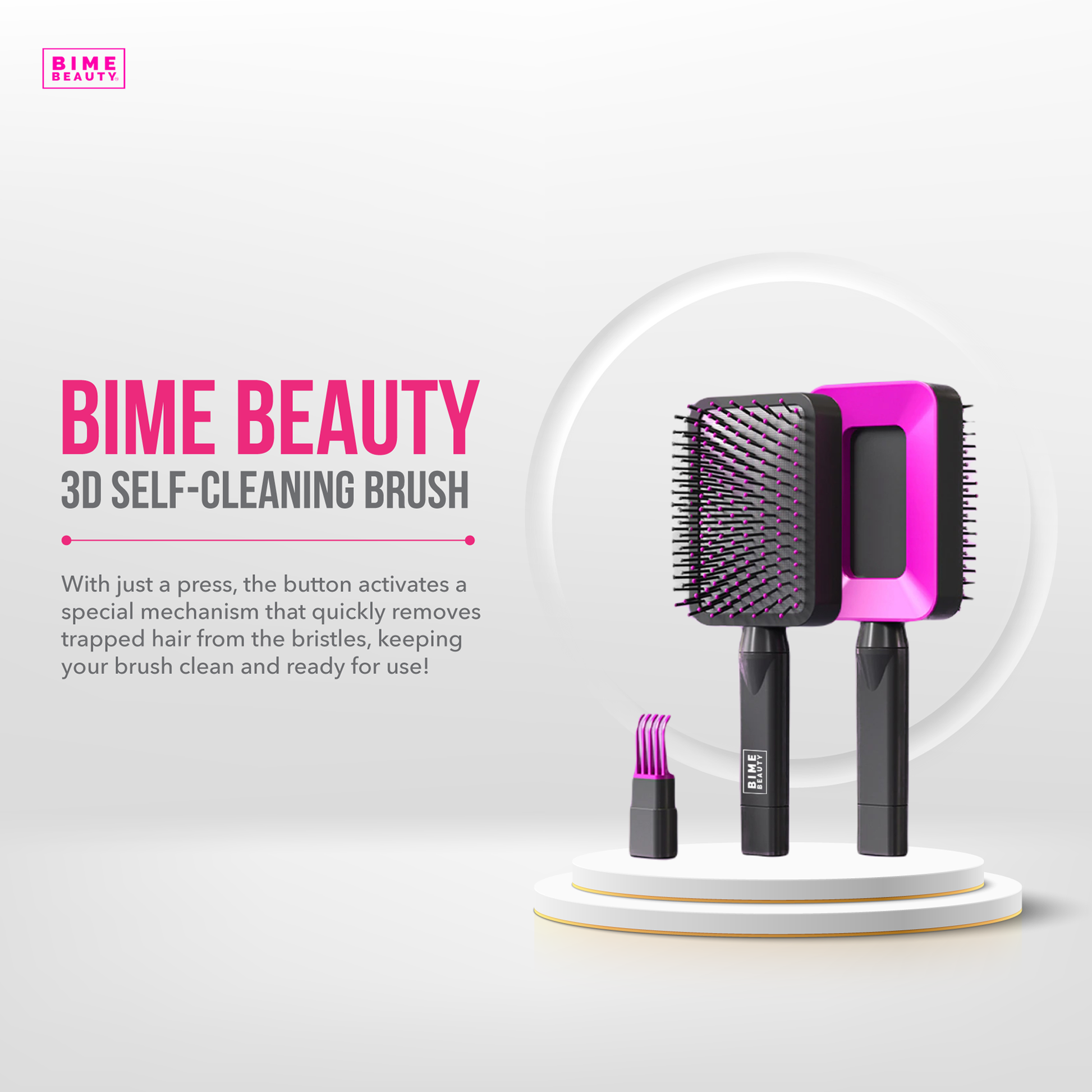 3D Self-Cleaning Deluxe Rectangular Hair Brush