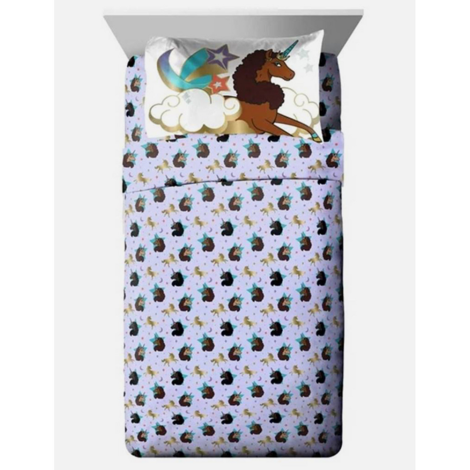 Afro Unicorn Kids 5-Piece Twin Comforter Set