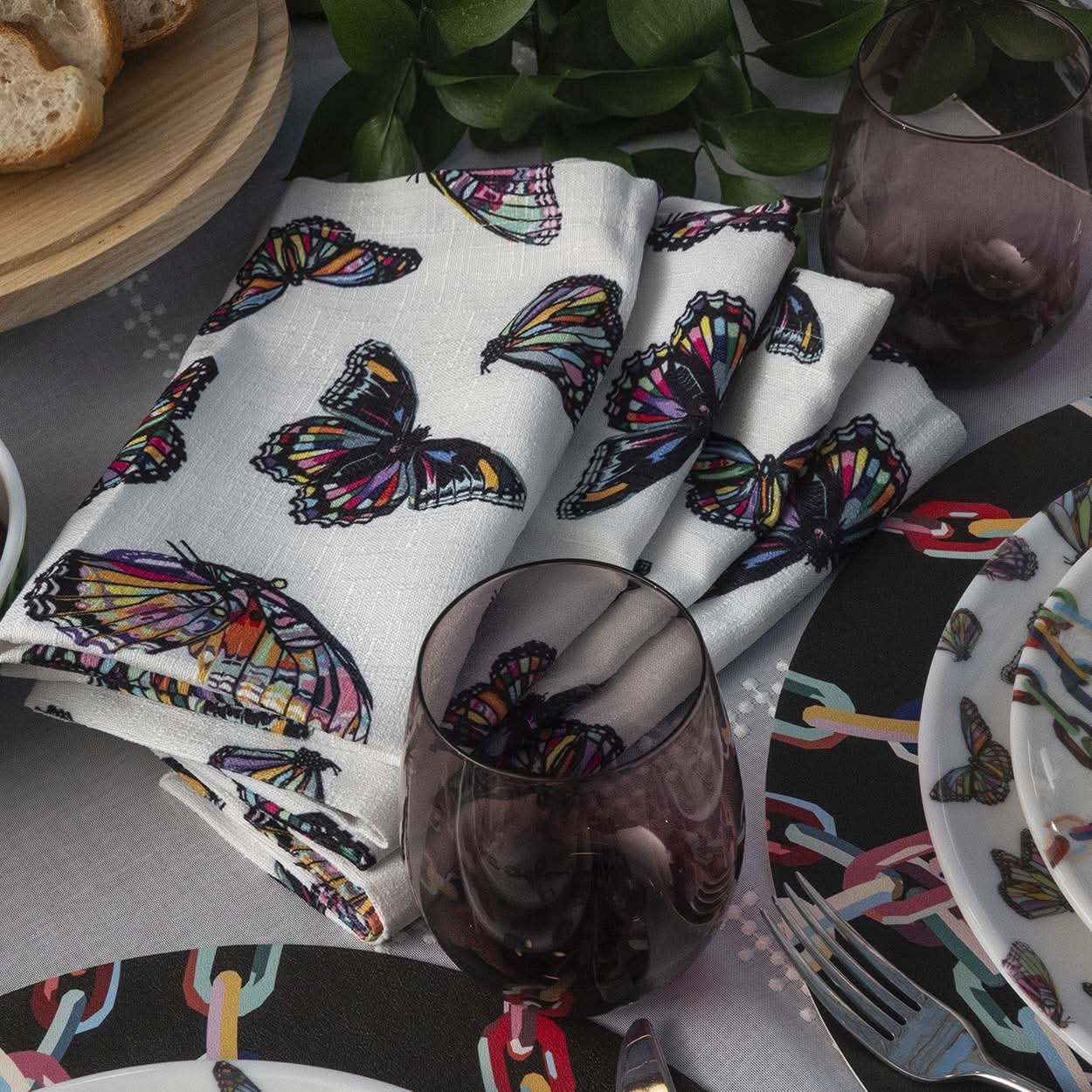 Butterflies Faux Linen Napkin Set of 4