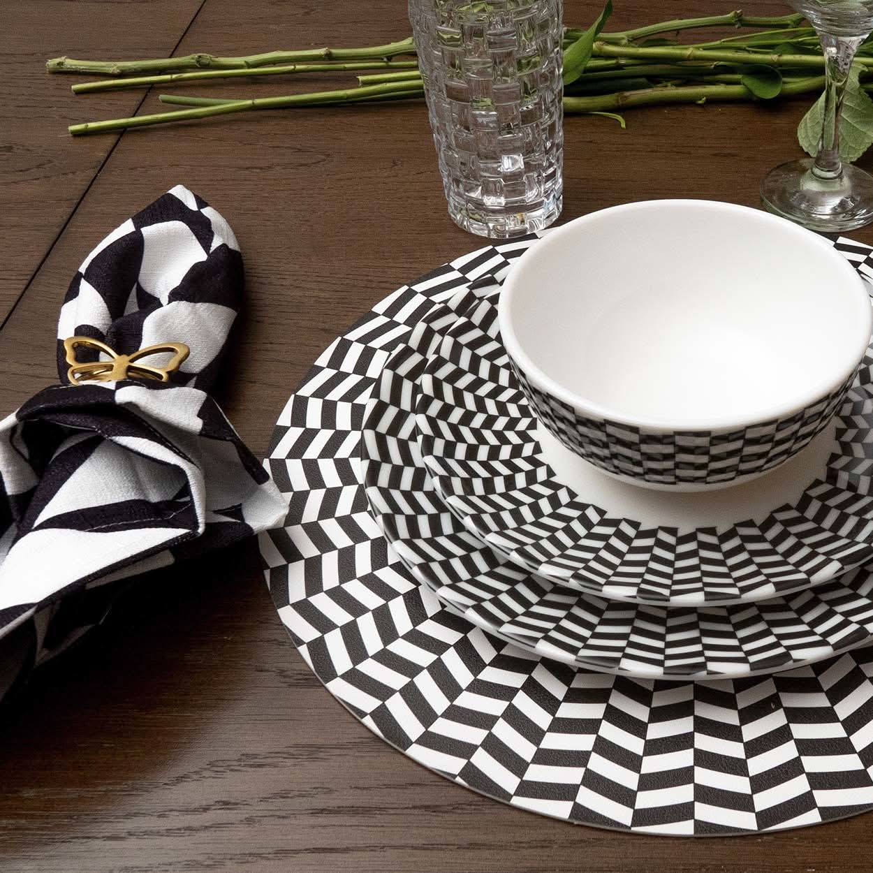 Black & White Chevron Vinyl Placemat Set of 4