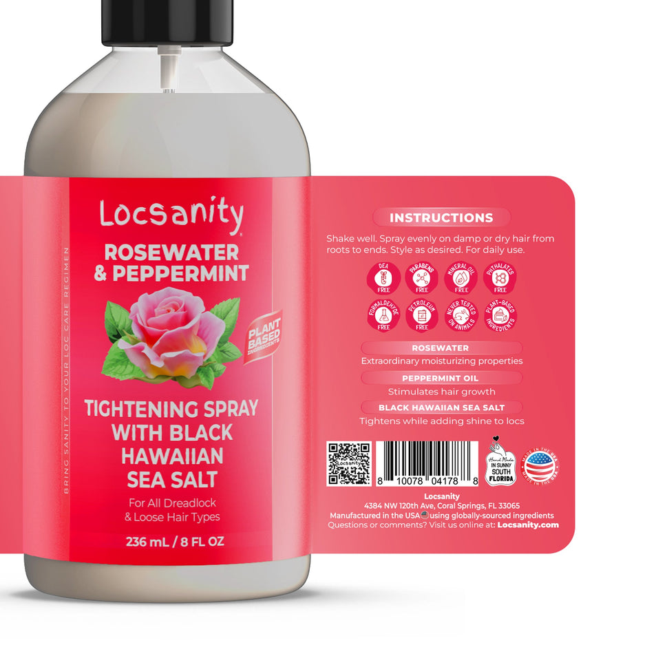 Locsanity Rosewater and Peppermint Rolling, Moisturizing, Tightening Spray Mist