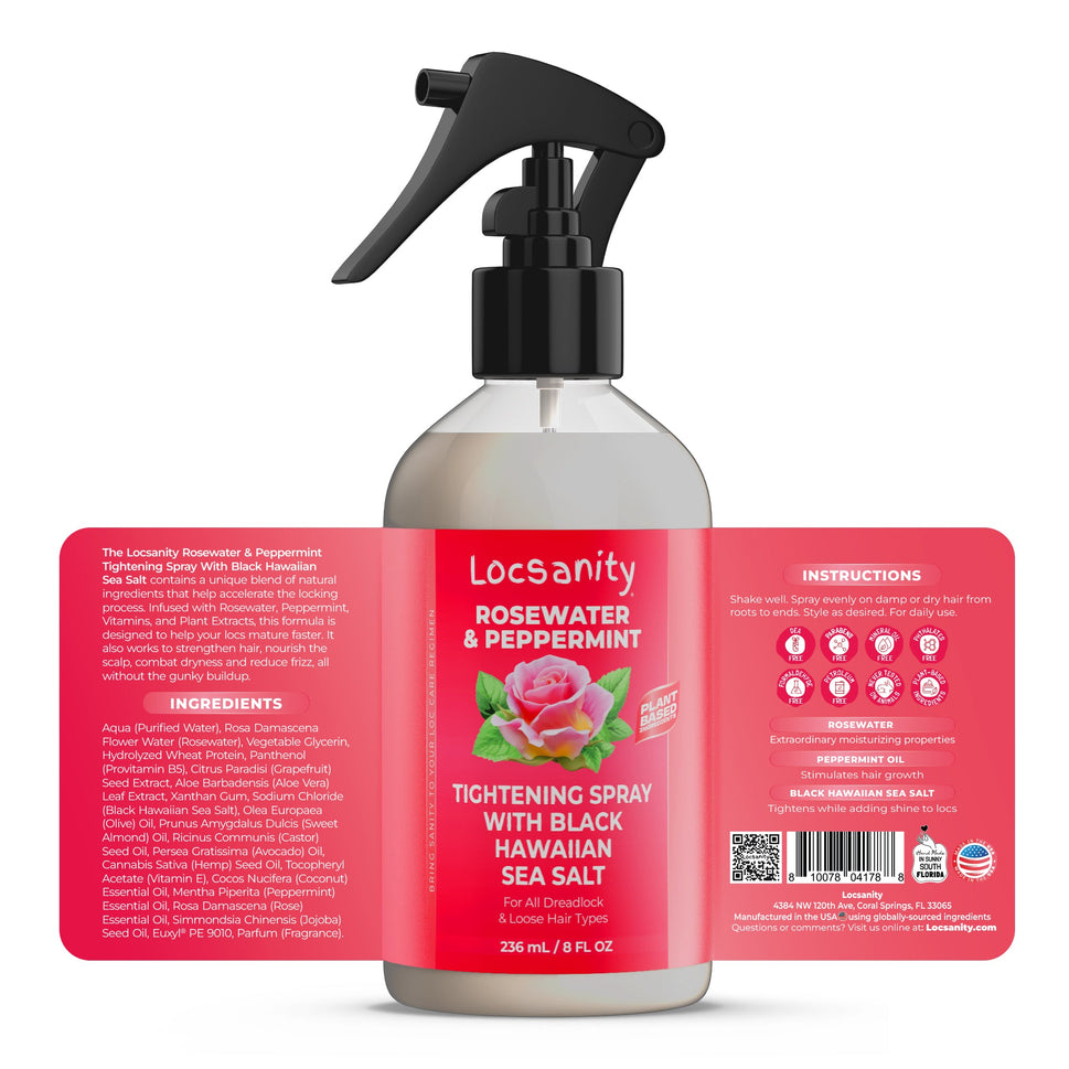 Locsanity Rosewater and Peppermint Rolling, Moisturizing, Tightening Spray Mist