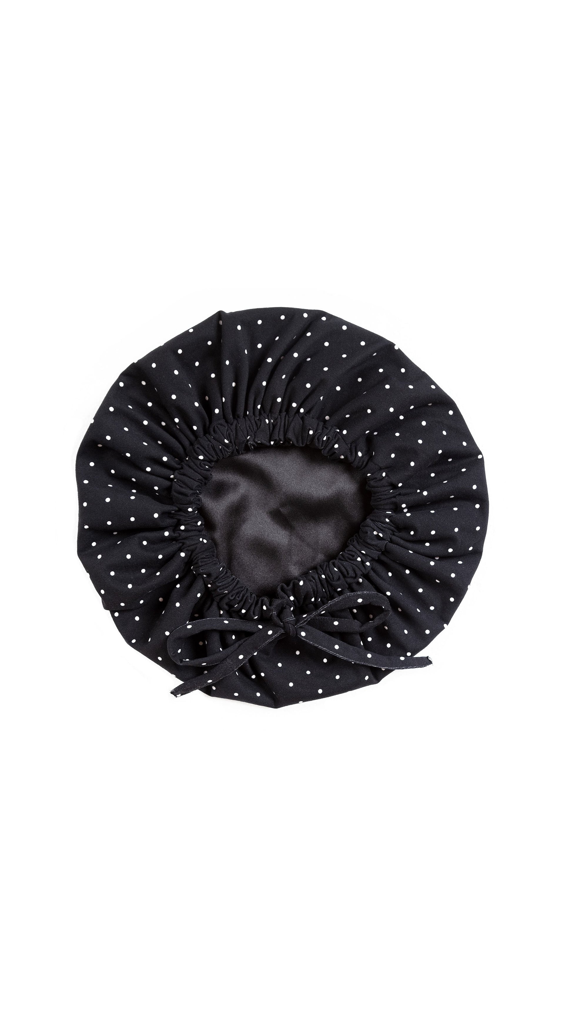 Black & White Polka Dot - Bamboo Tank Top, Pajama Pants Set, With A Matching Satin-Lined Bonnet