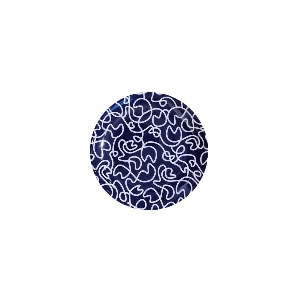 Navy Squiggly Salad Plate Set of 4