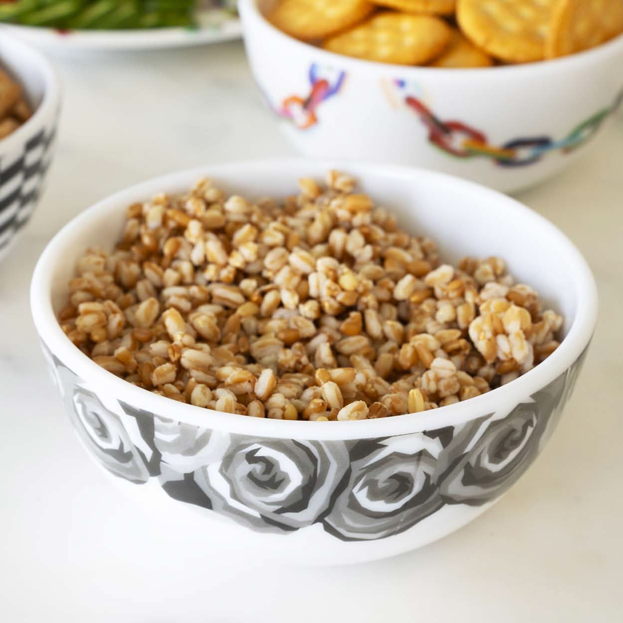 Grayscale Roses Melamine Bowl Set of 4