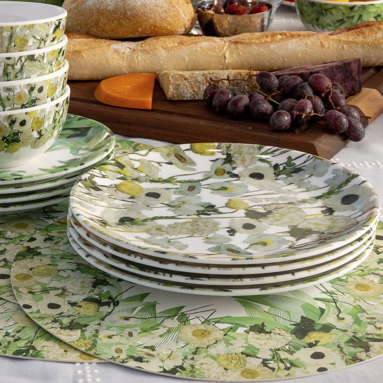 Cream Floral Garden Dinner Plate Set of 4