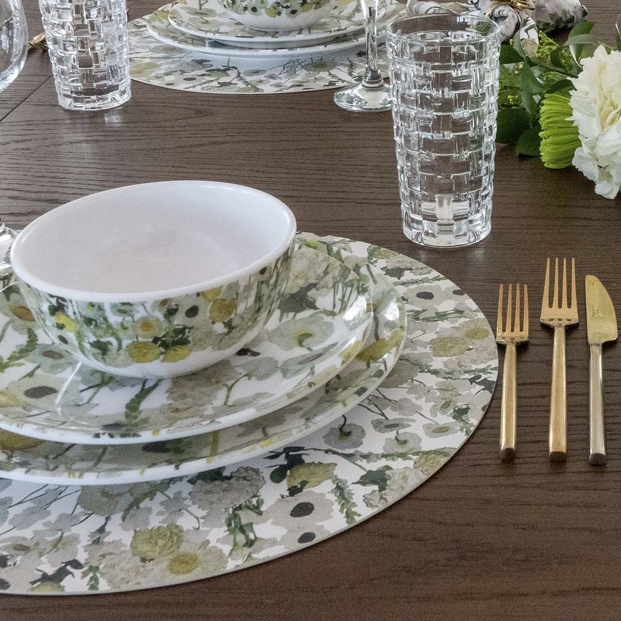 Cream Floral Garden Vinyl Placemat Set of 4