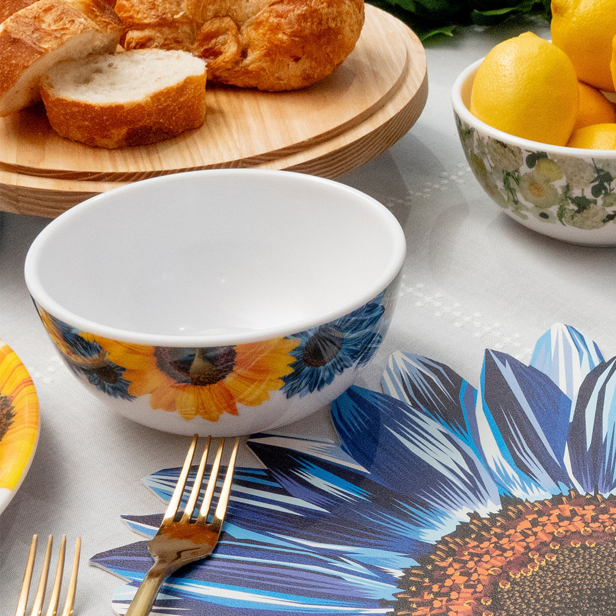 Blue Sunflower Melamine Bowl Set of 4