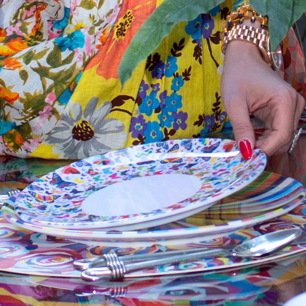Multicolored Butterflies Salad Plate Set of 4