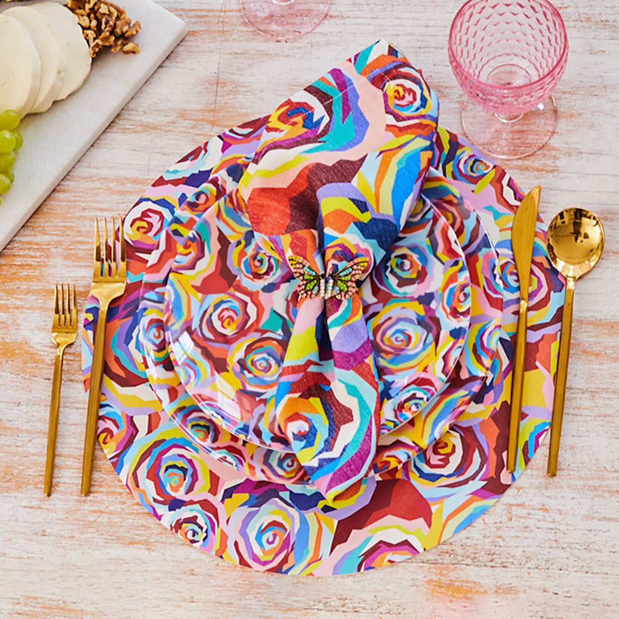 Multicolored Roses Vinyl Placemat Set of 4
