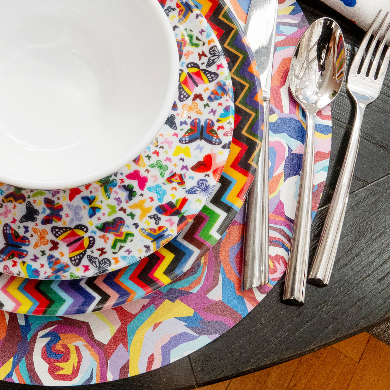 Multicolored Roses Vinyl Placemat Set of 4