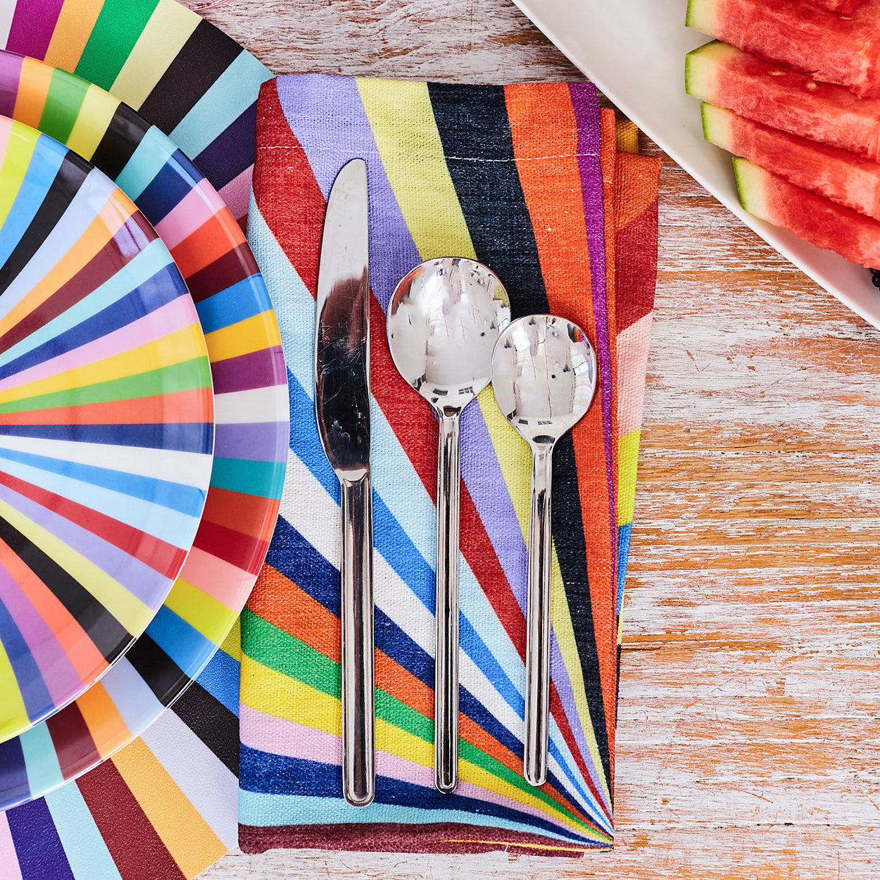 Multicolored Starburst Faux Linen Napkin Set of 4