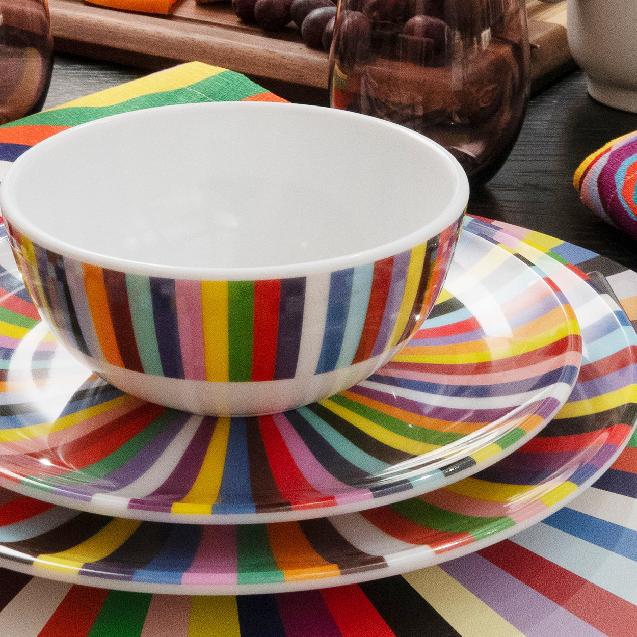 Multicolored Starburst Melamine Bowl Set of 4