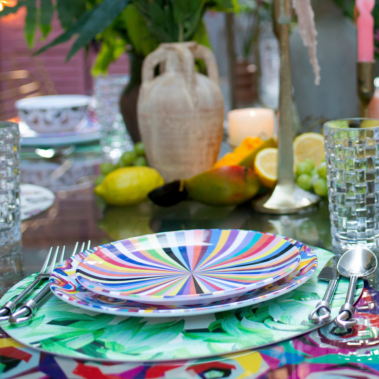 Multicolored Starburst Salad Plate Set of 4