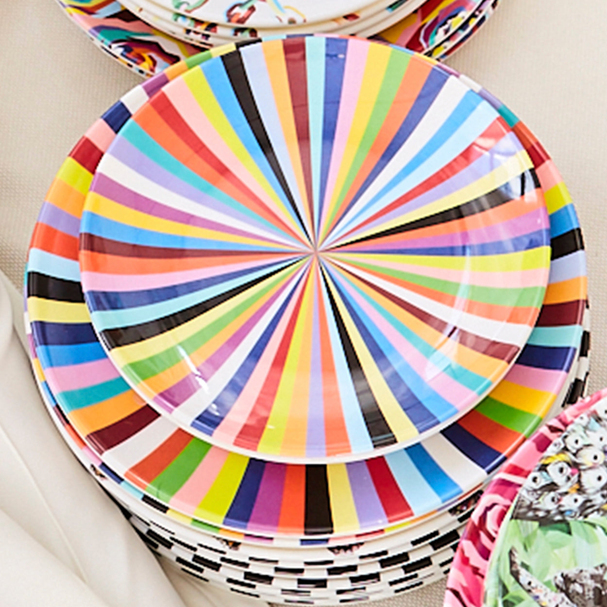 Multicolored Starburst Salad Plate Set of 4