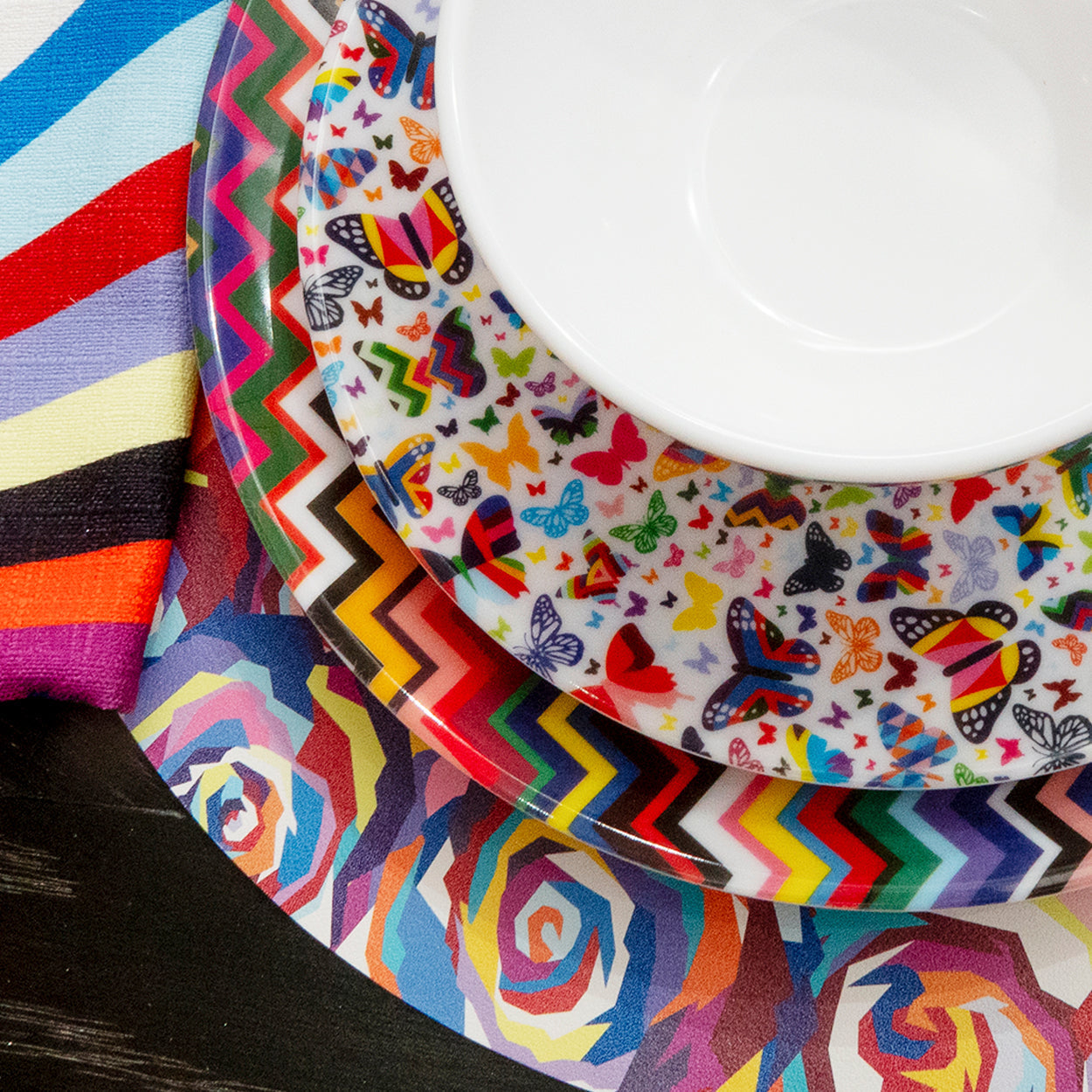 Multicolored Zigzag Dinner Plate Set of 4