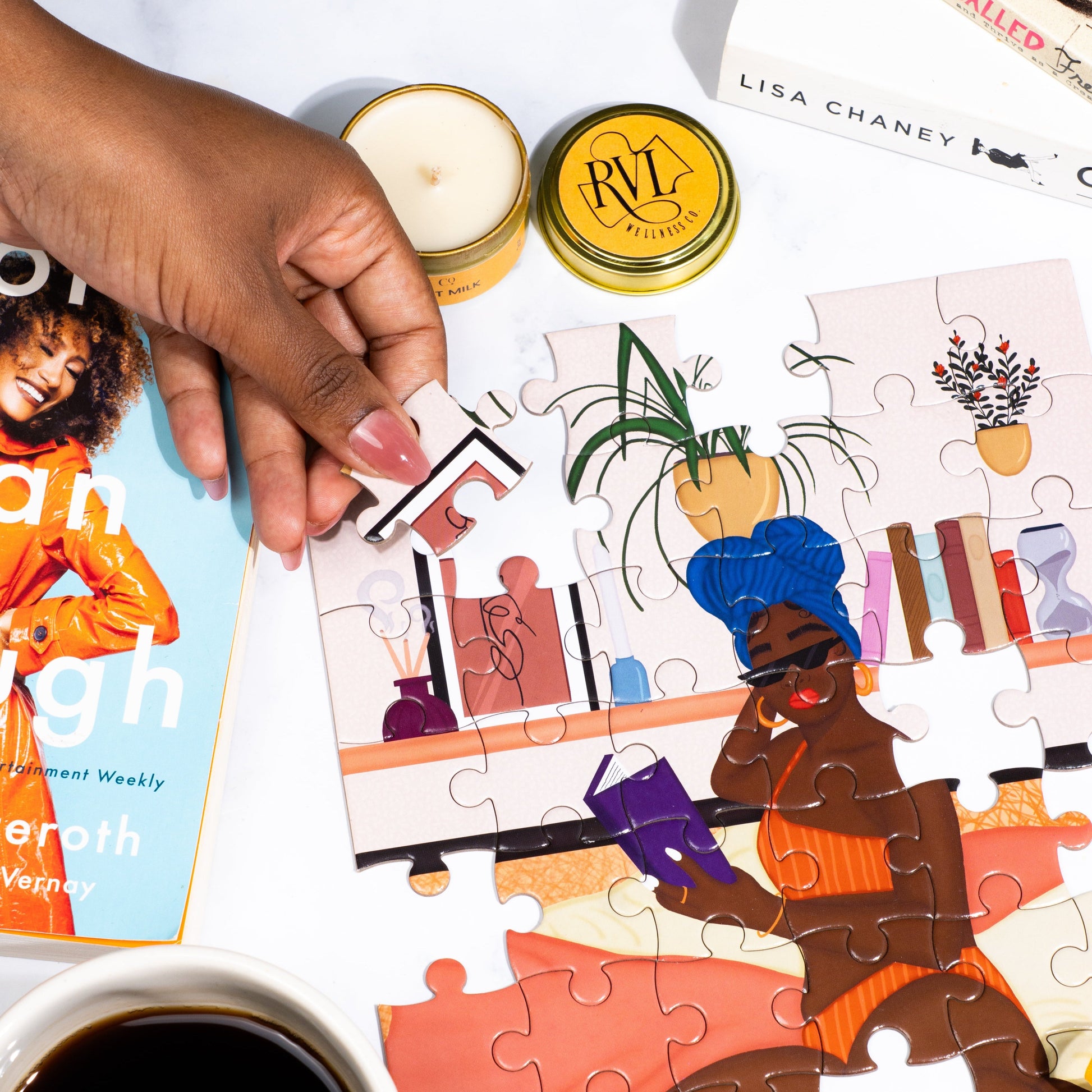 Reading & Relaxing | 48 Piece Puzzle & Candle Gift Set