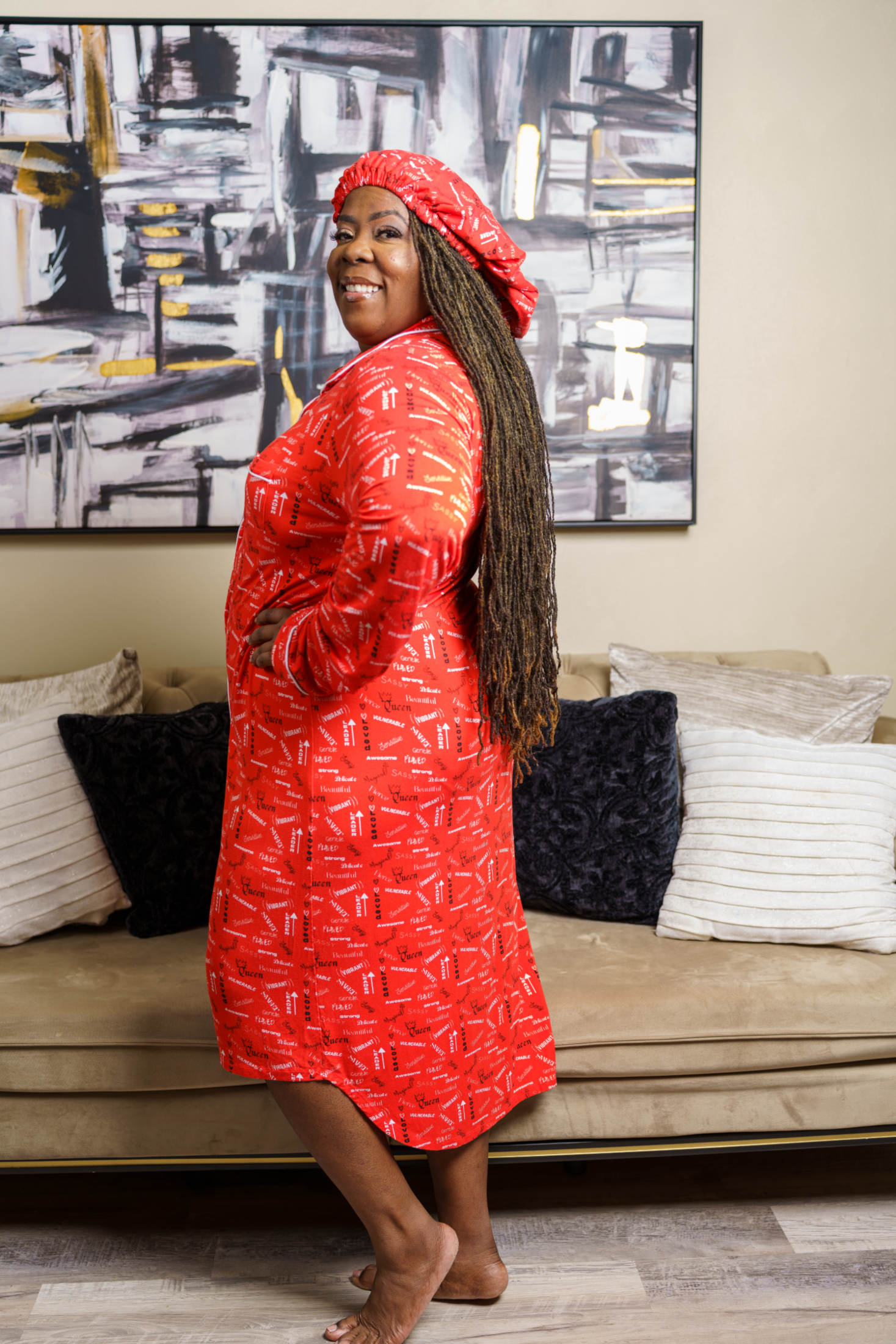 Affirmations - Bamboo Sleepshirt, With A Matching Satin-Lined Bonnet