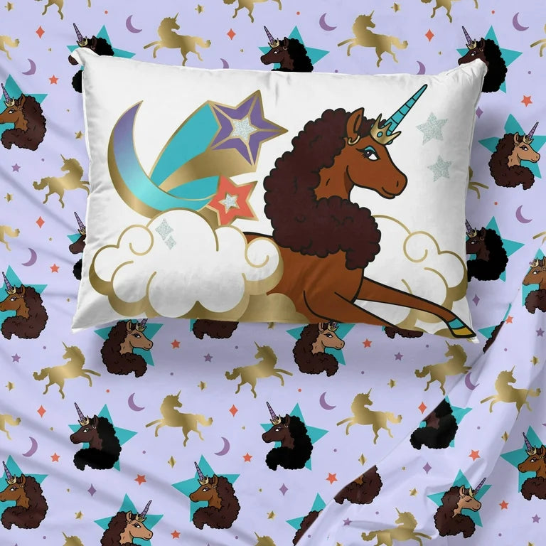 Afro Unicorn Kids 5-Piece Twin Comforter Set