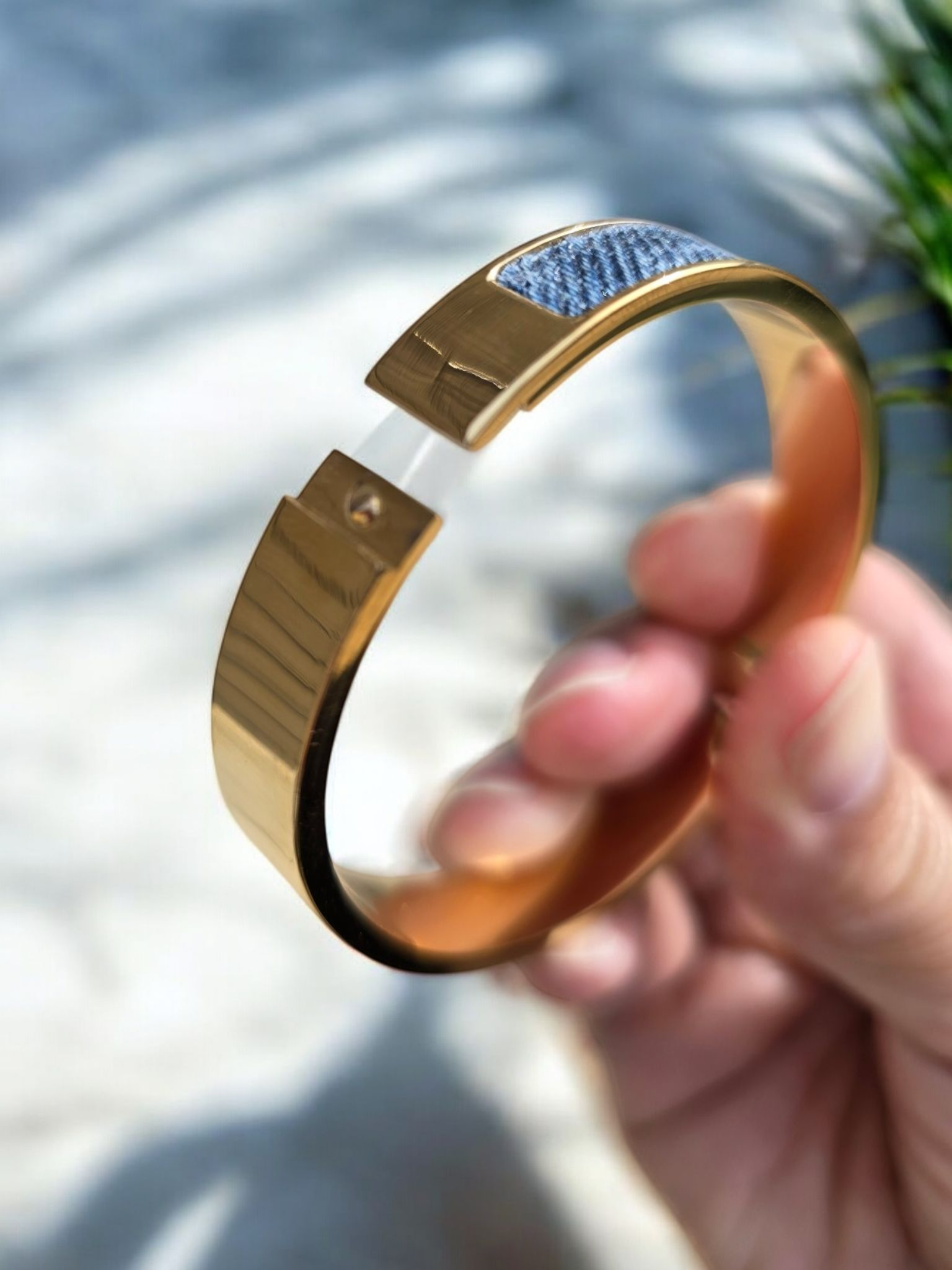 Denim Bracelet - Stainless Steel 18K Gold-plated Denim Cuff Bracelet