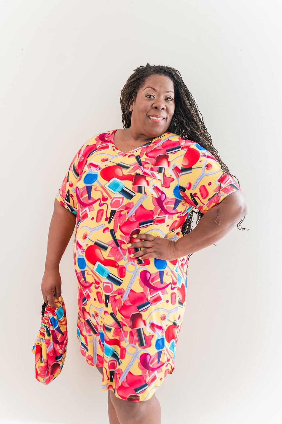 Nail Polish - Bamboo Short Sleeve Nightgown Set, With A Matching Satin-Lined Bonnet