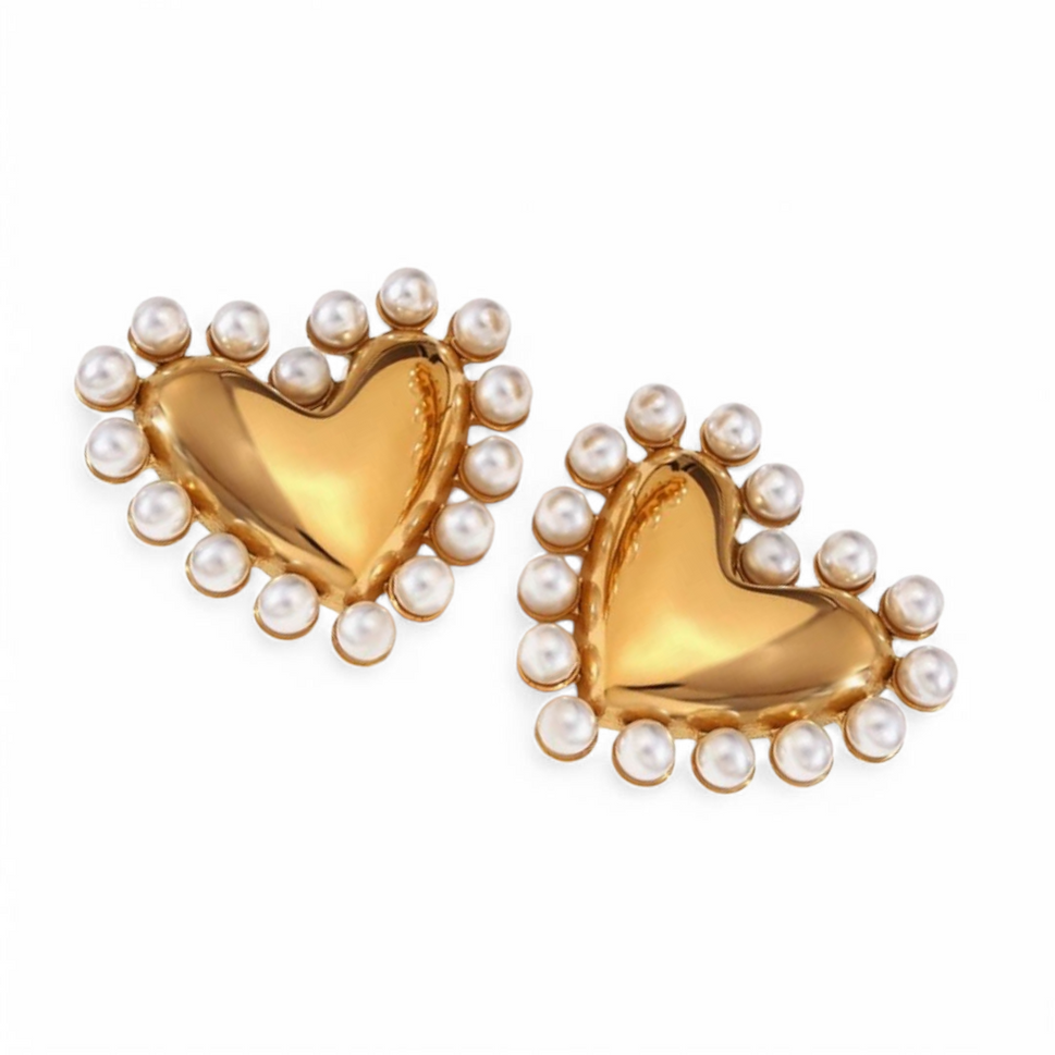 Pearl-Loved Heart Earrings