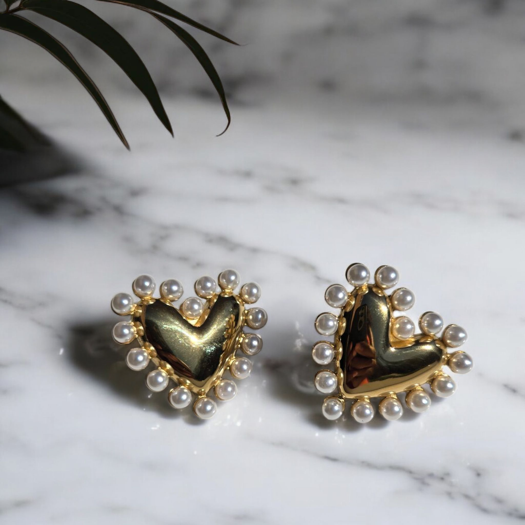 Pearl-Loved Heart Earrings