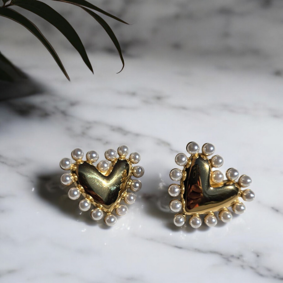 Pearl-Loved Heart Earrings