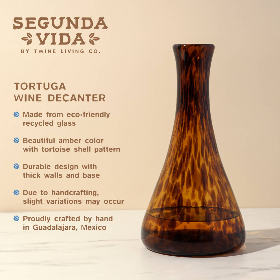 Segunda Vida Tortuga Hand-Blown Recycled Glass Wine Decanter