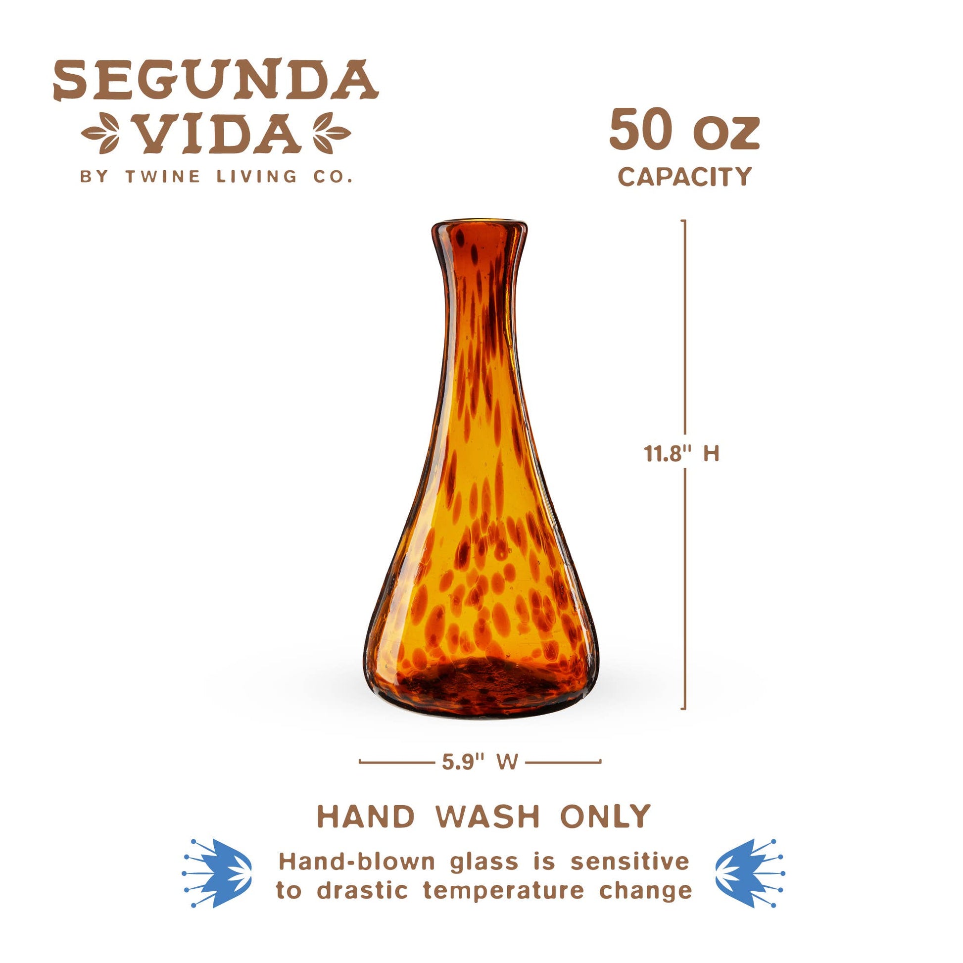 Segunda Vida Tortuga Hand-Blown Recycled Glass Wine Decanter