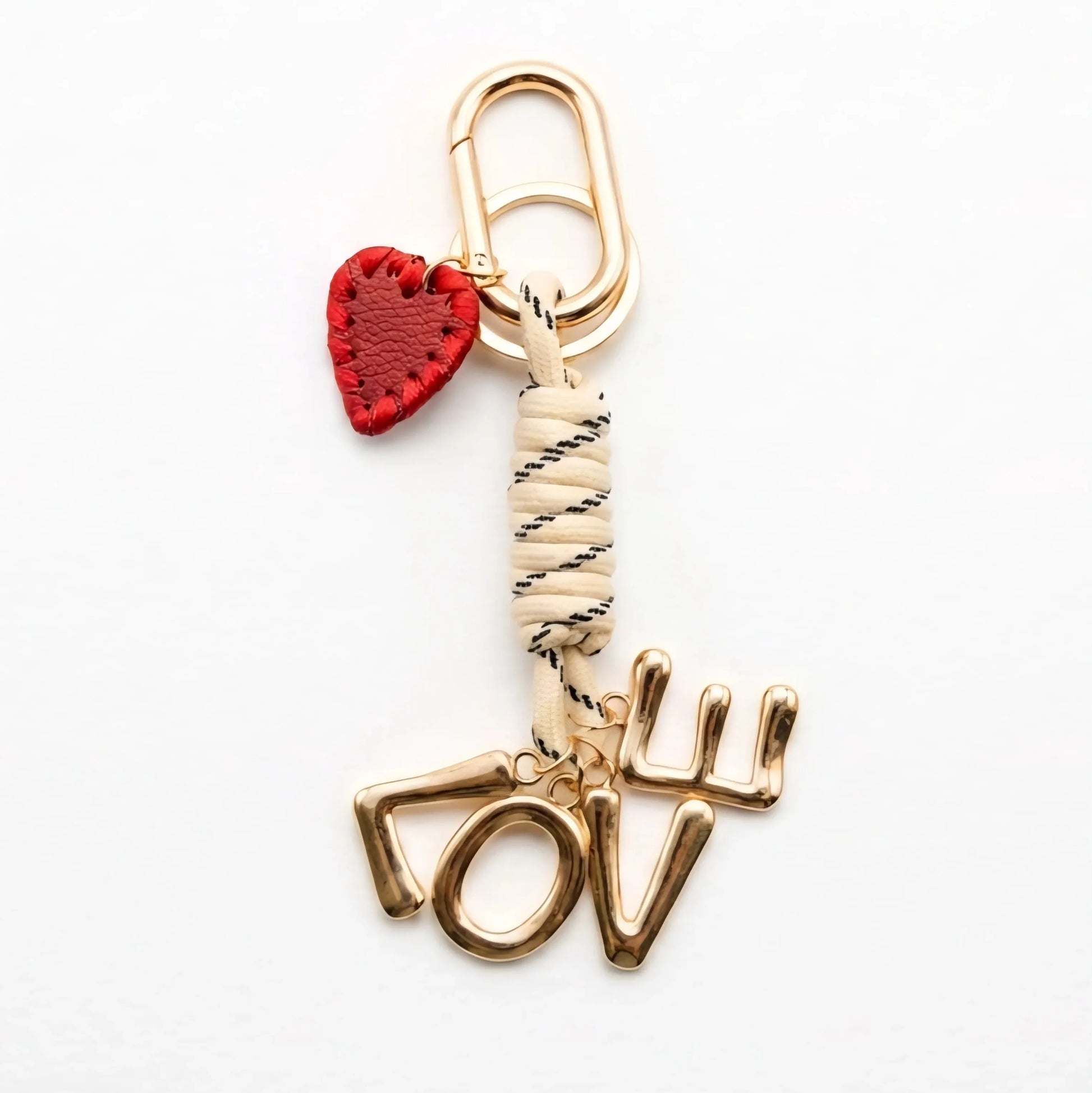 Chic 'LOVE' Charm Keychain - Woven Rope & Gold-Tone Hardware