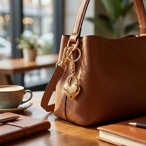 Heart Gold Plated Padlock Charm for Purses