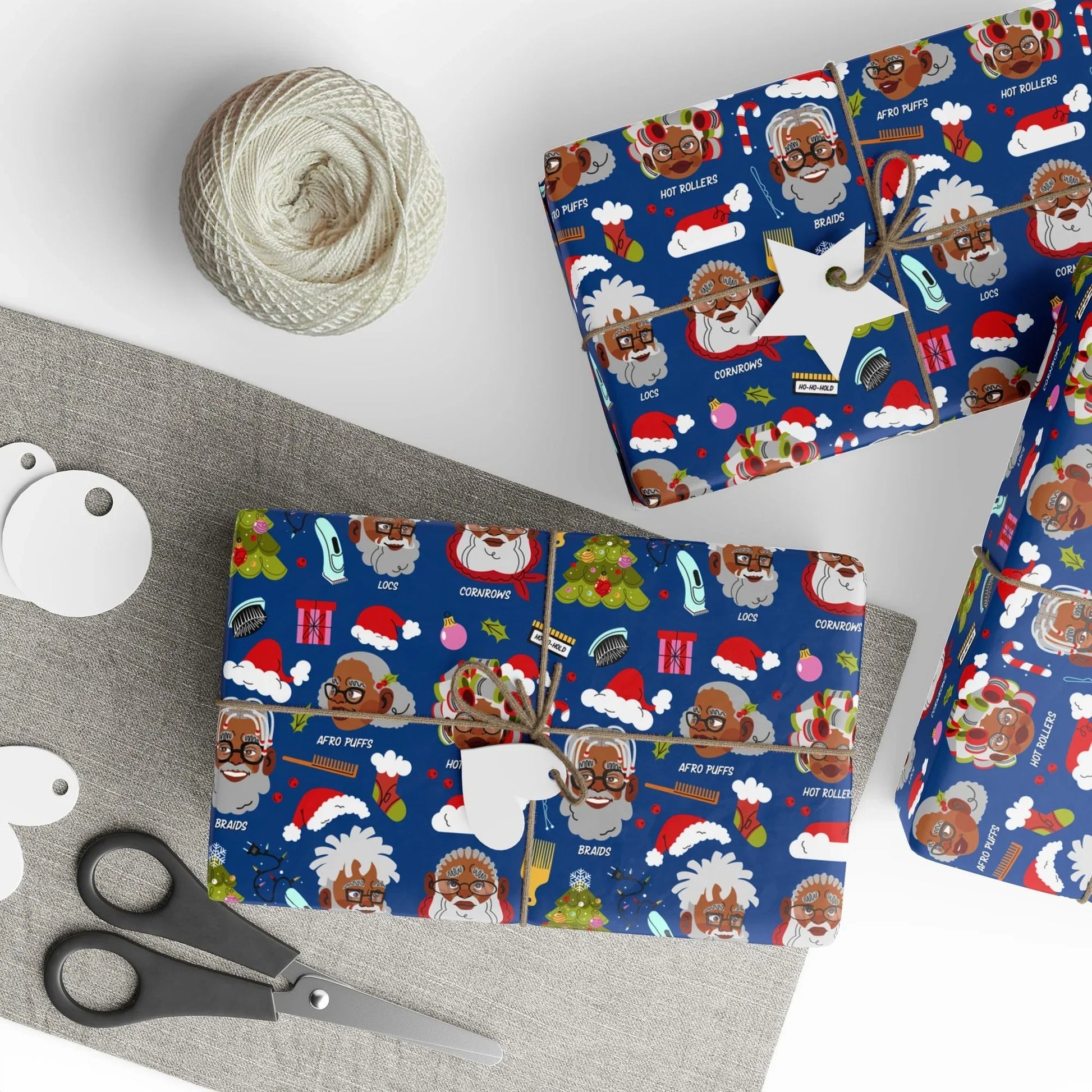 Santas At The Shop' 30x180 Christmas Wrapping Paper