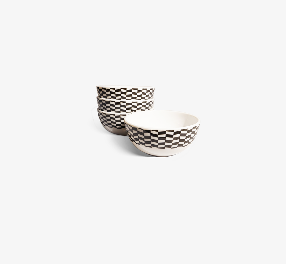 Black & White Chevron Melamine Bowl Set of 4