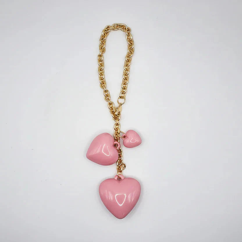 Puffy Triple Heart Bag Chain