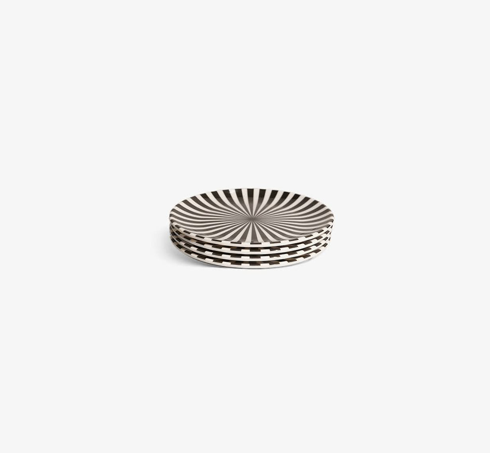 Black & White Starburst Salad Plate Set of 4