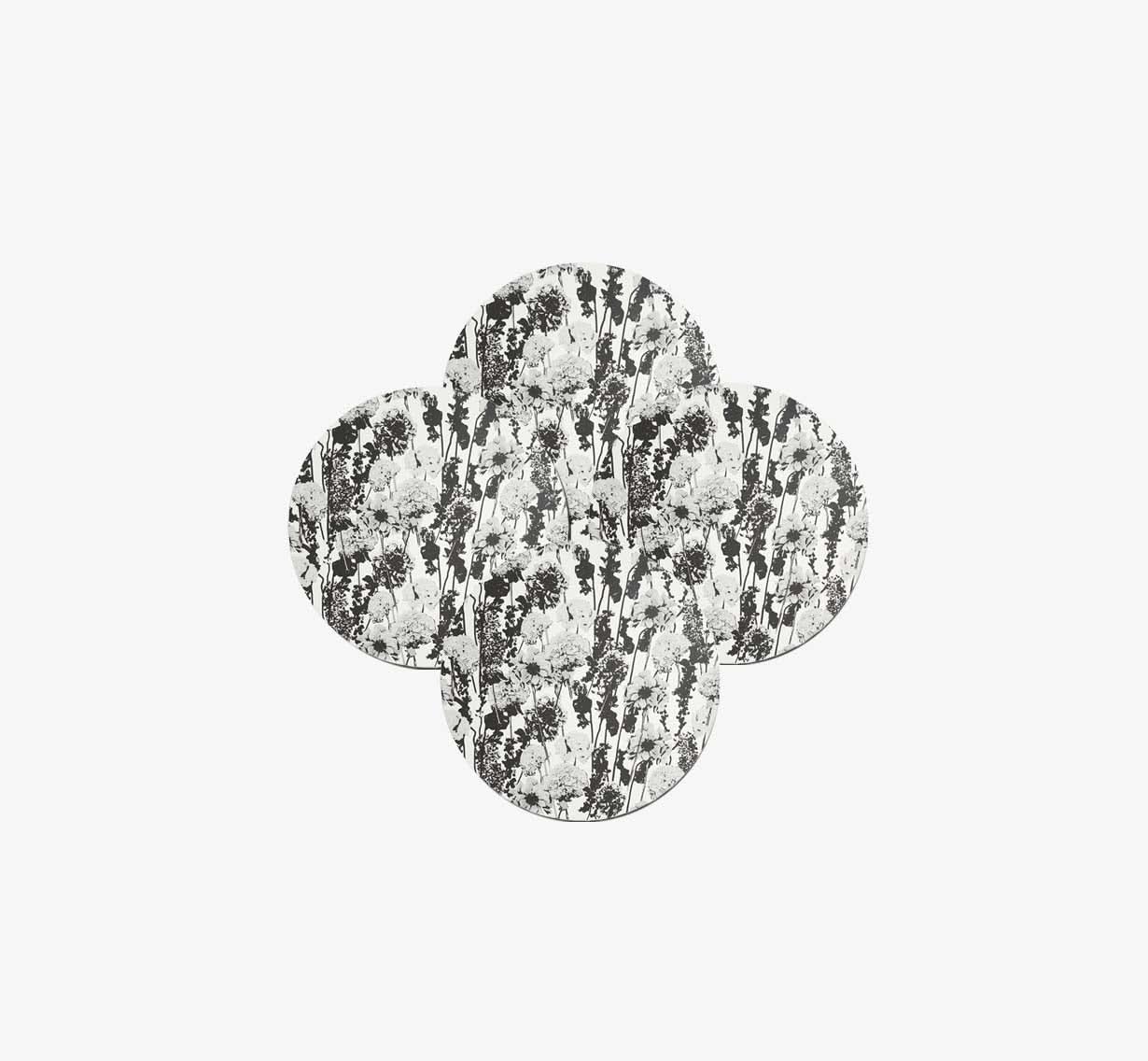 Grayscale Floral Garden Vinyl Placemat Set of 4