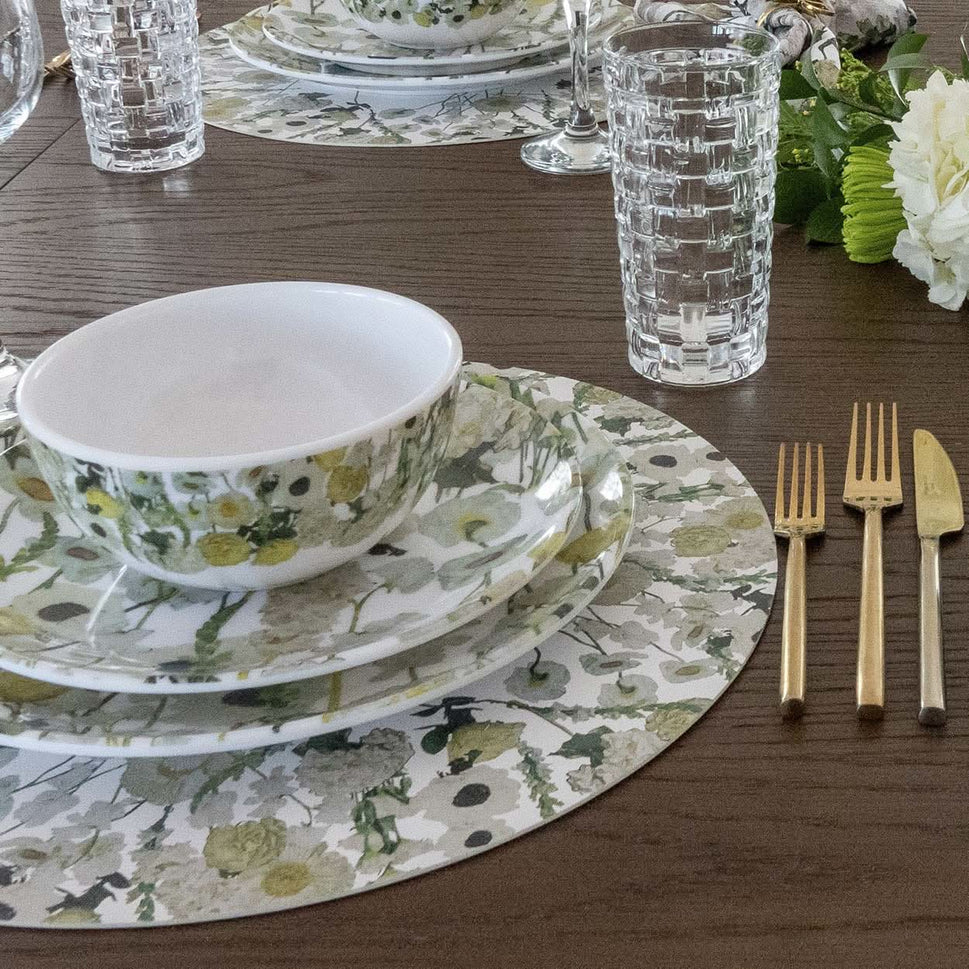 Cream Floral Garden Vinyl Placemat Set of 4