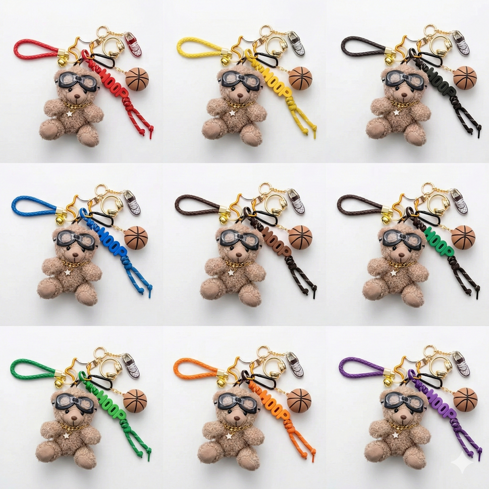 "Hoop Dreams" Aviator Bear Bag Charm Bundle