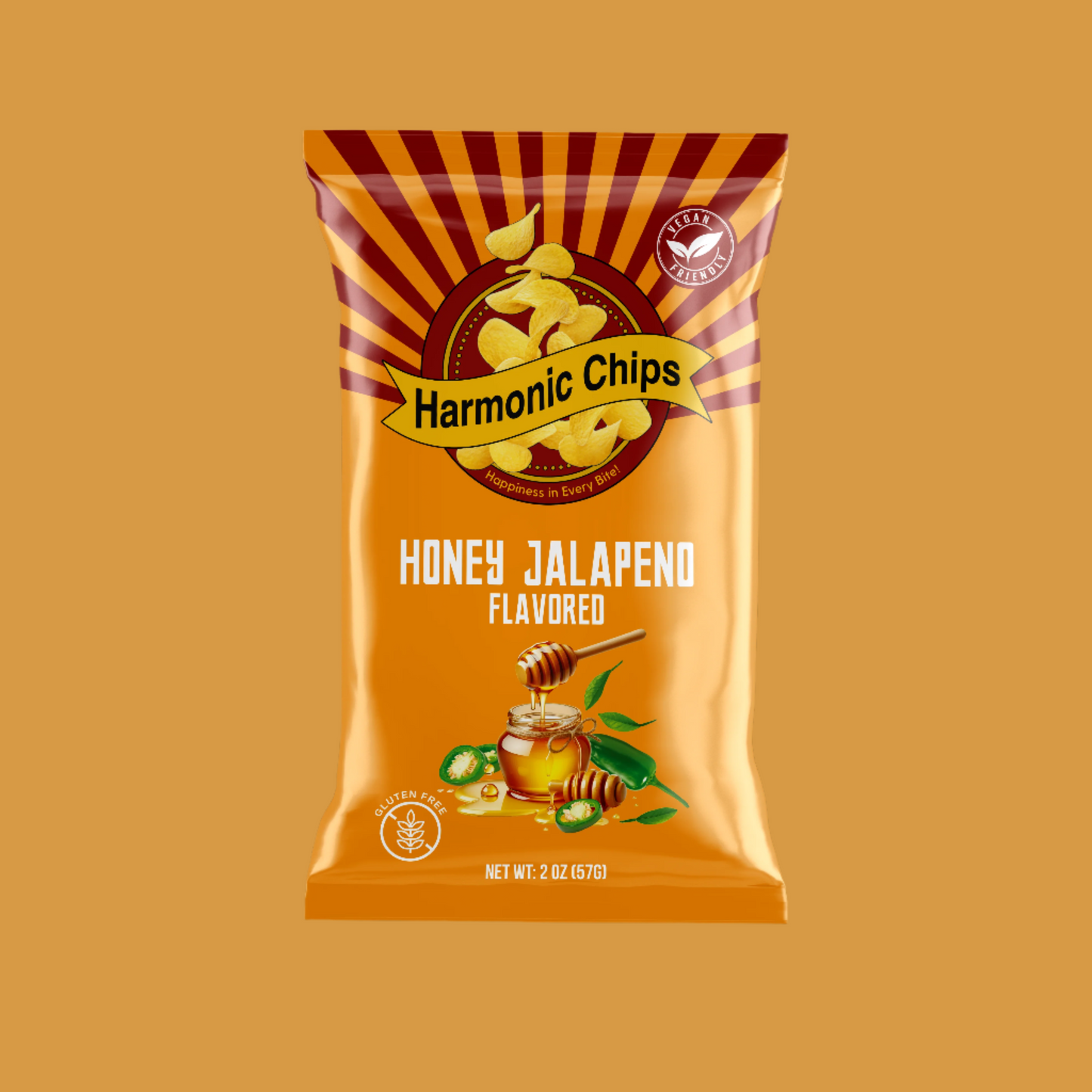 Close-up of Honey Jalapeño Harmonic Chips in a bowl with vibrant seasoning